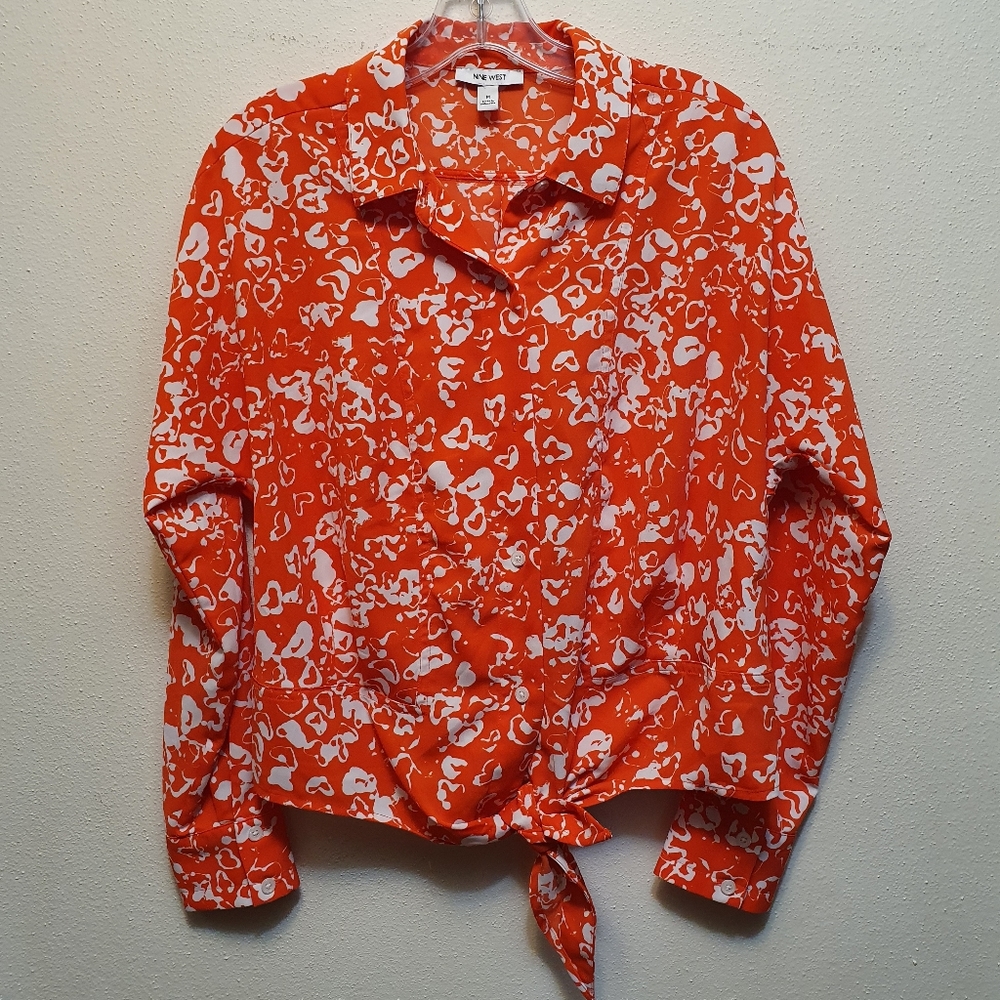 Nine West Tie Front Blouse
